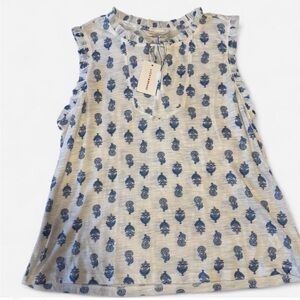 Lucky Brand Sleeveless Blouse with Blue Patterns